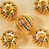  Charm Tròn Xoắn Đá Xanh 8.88mm - Bạc 925 Mạ Vàng Cao Cấp 