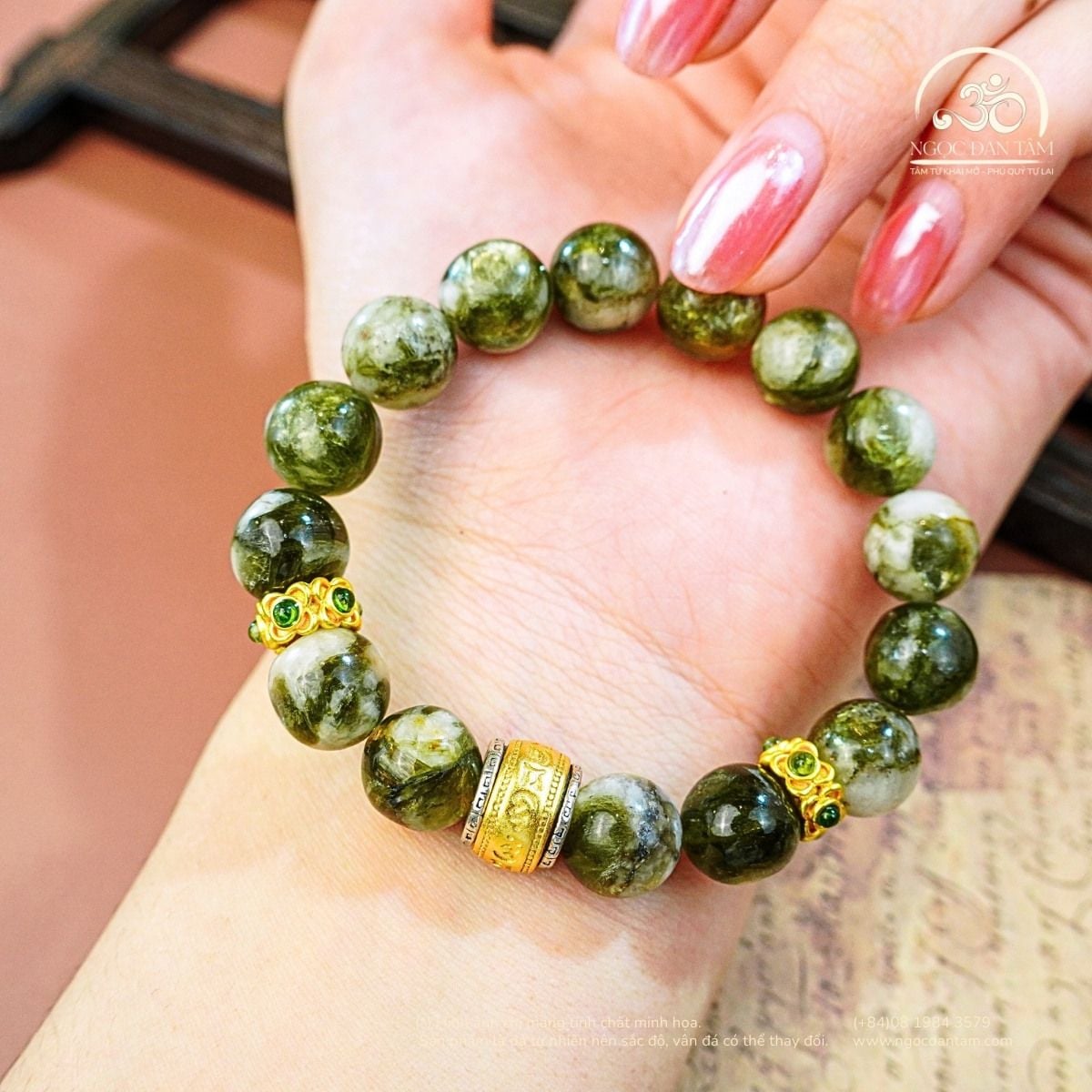  Vòng Tay Mắt Rồng Xanh Phối Charm Hạt Trống Zakiram 10mm 2A 