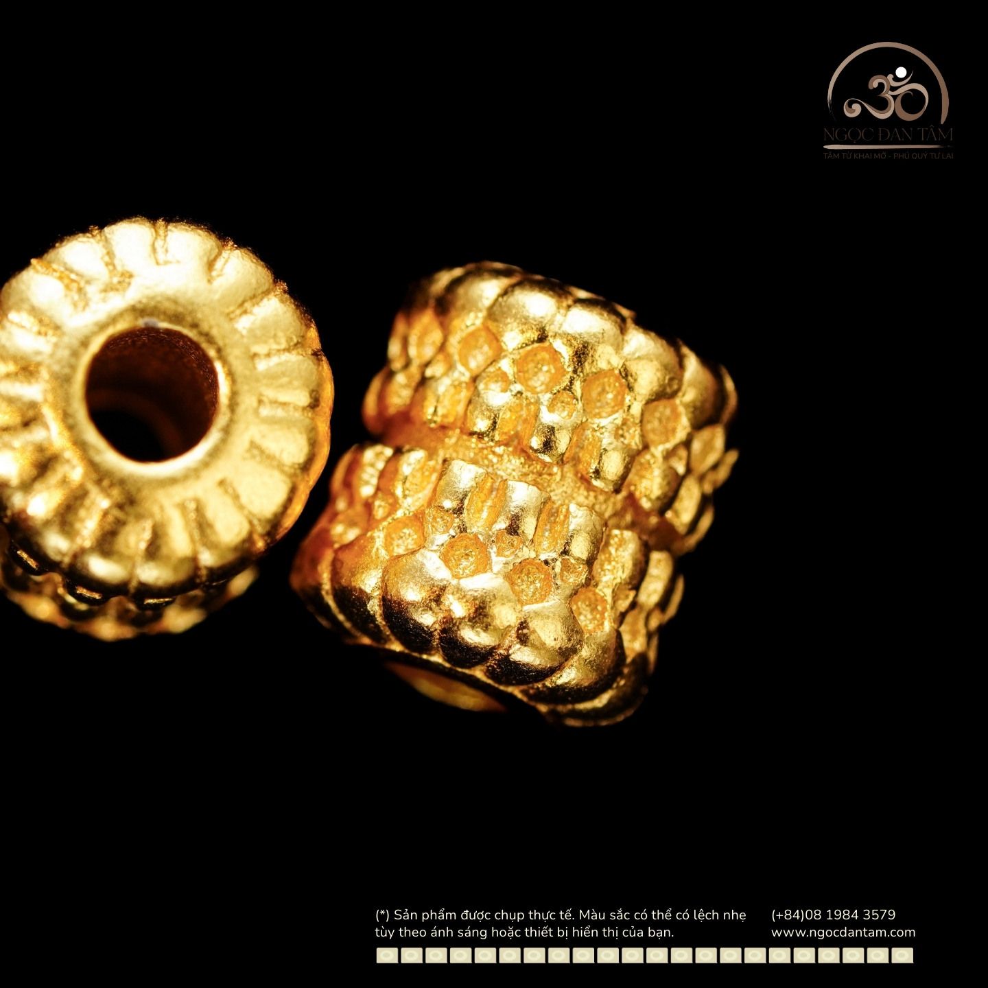  Charm Bánh Xe Đôi 8.5mm - Bạc 925 Mạ Vàng Cao Cấp 