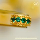  Charm Tròn Đính Đá Xanh Mạ Vàng - Bạc 925 Mạ Vàng 