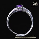  Nhẫn Bạc 925 Đính Đá Thạch Anh Tím 5x7mm 