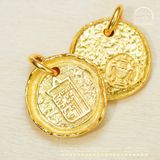  Mặt Dây Chuyền Tròn Đèn Vàng - Bạc 925 Mạ Vàng Cao Cấp 