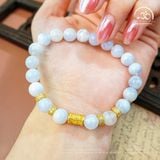  Vòng Tay Mã Não Xanh Lace 8mm 3A Phối Charm Trụ Chú Omani 