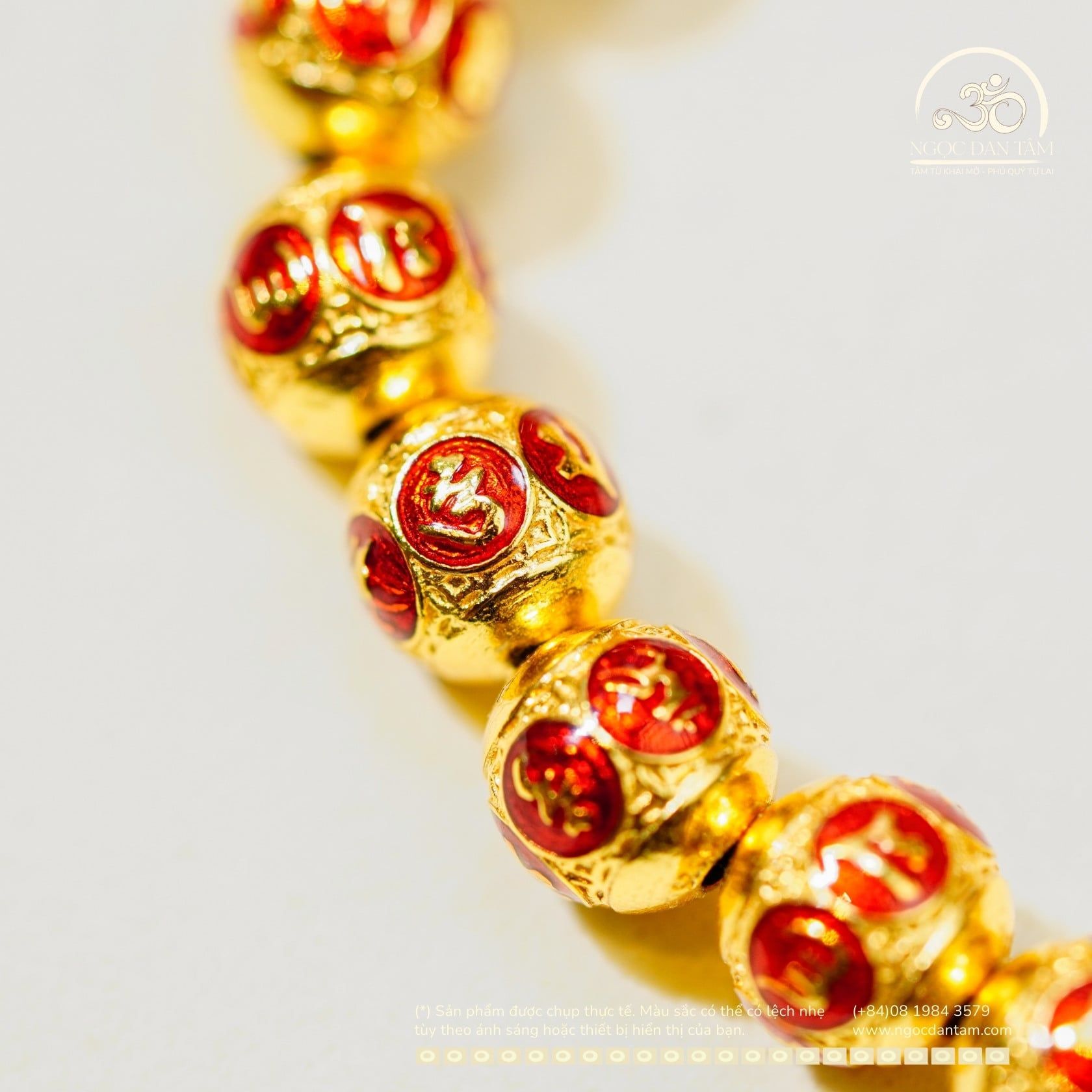  Lắc Tay Bạc 925 Mạ Vàng Lục Tự Chân Ngôn 