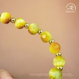  Vòng Tay Mắt Hổ Vàng 6x8mm Thuôn Phối Charm 