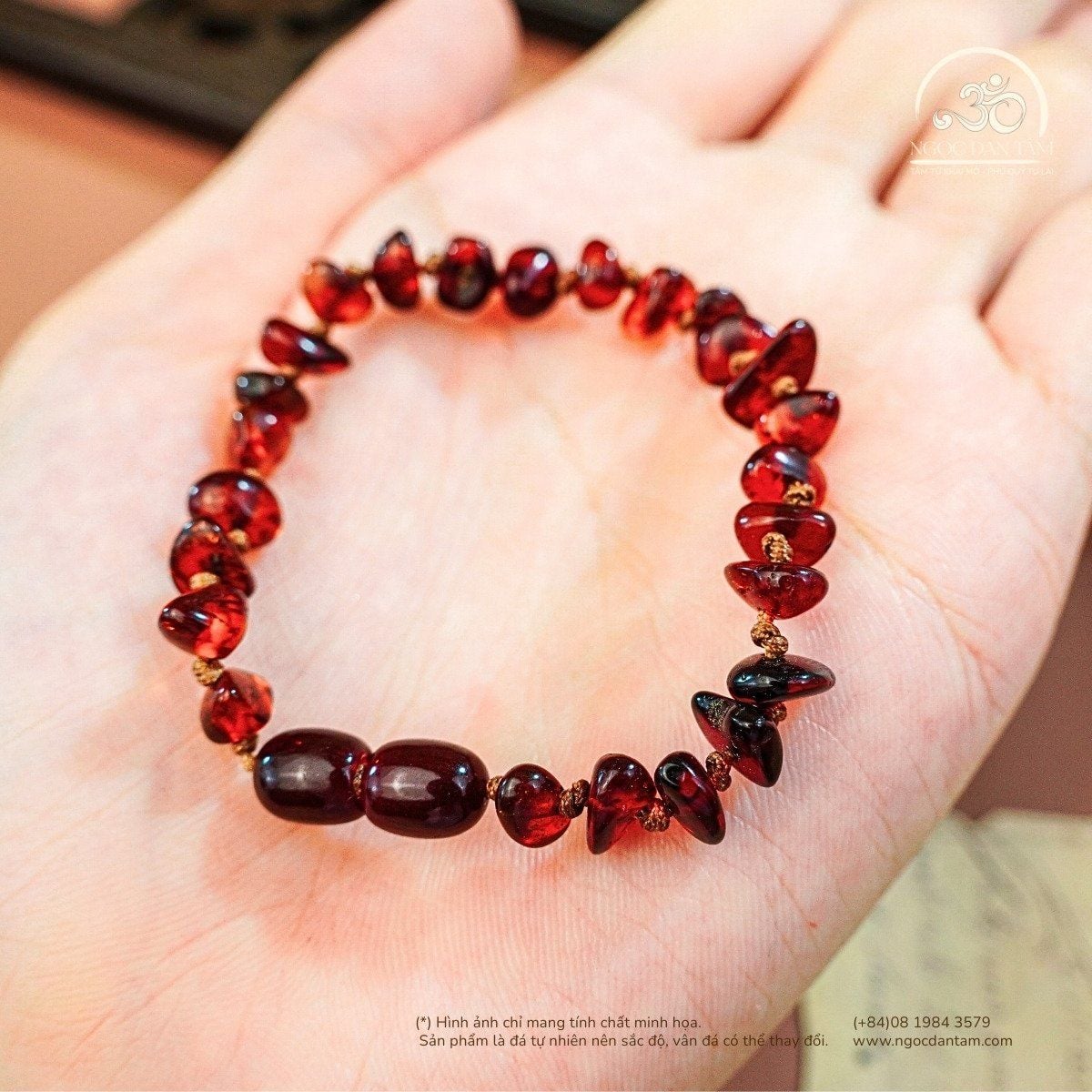 Vòng Tay Huyết Phách Cho Bé (25 Hạt - 4gram) 