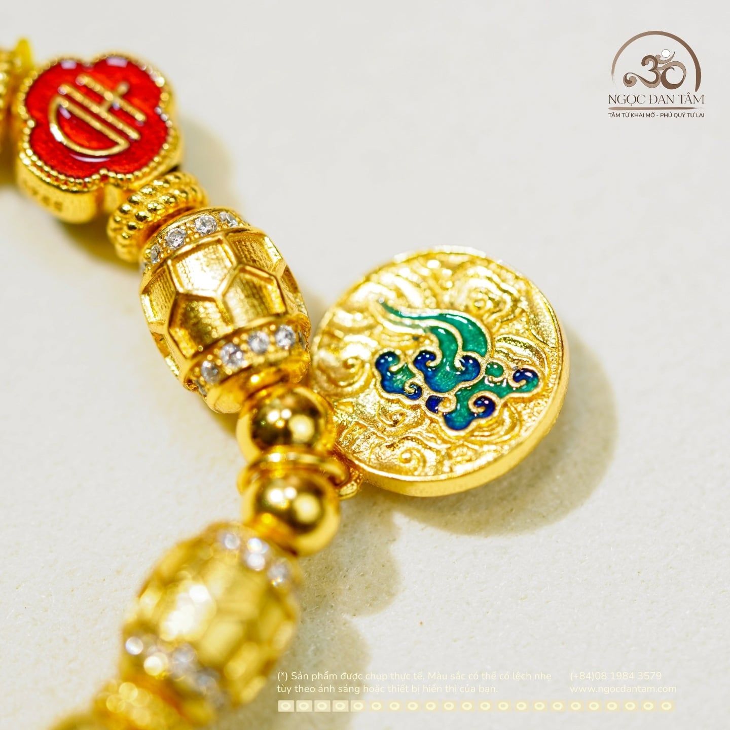  Lắc Tay Bạc Mạ Vàng Mai Rùa Cát Tường 