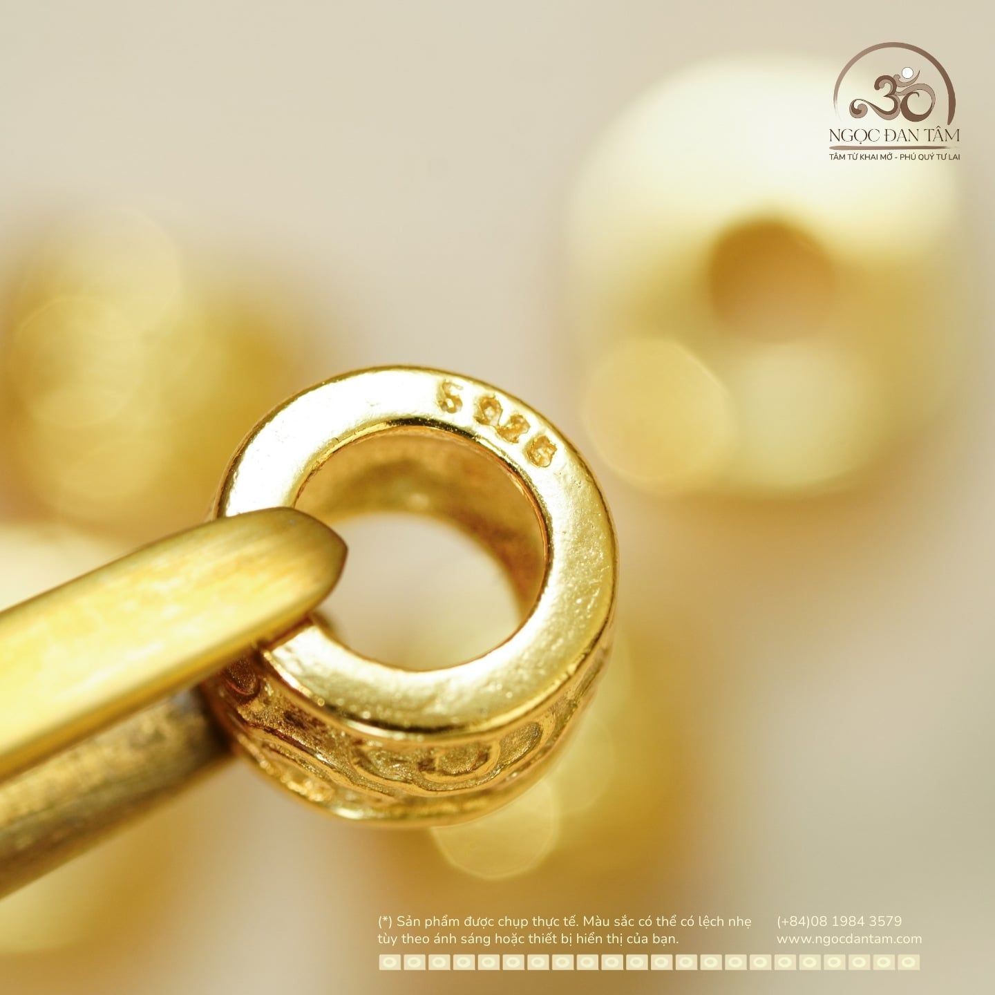  Charm Tròn Vân Mây 7.28mm - Bạc 925 Mạ Vàng Cao Cấp 