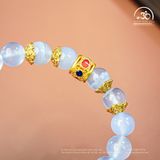  Vòng Tay Đá Mã Não Xanh Lace 8mm 4A Phối Charm Vòng Đính Đá 