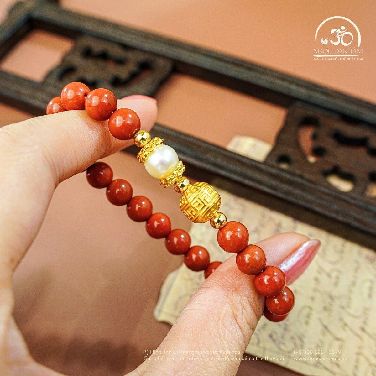  Vòng Tay Hồng Ngọc Cát Tường ( Ngọc Bích Đỏ 7mm 5A ) 