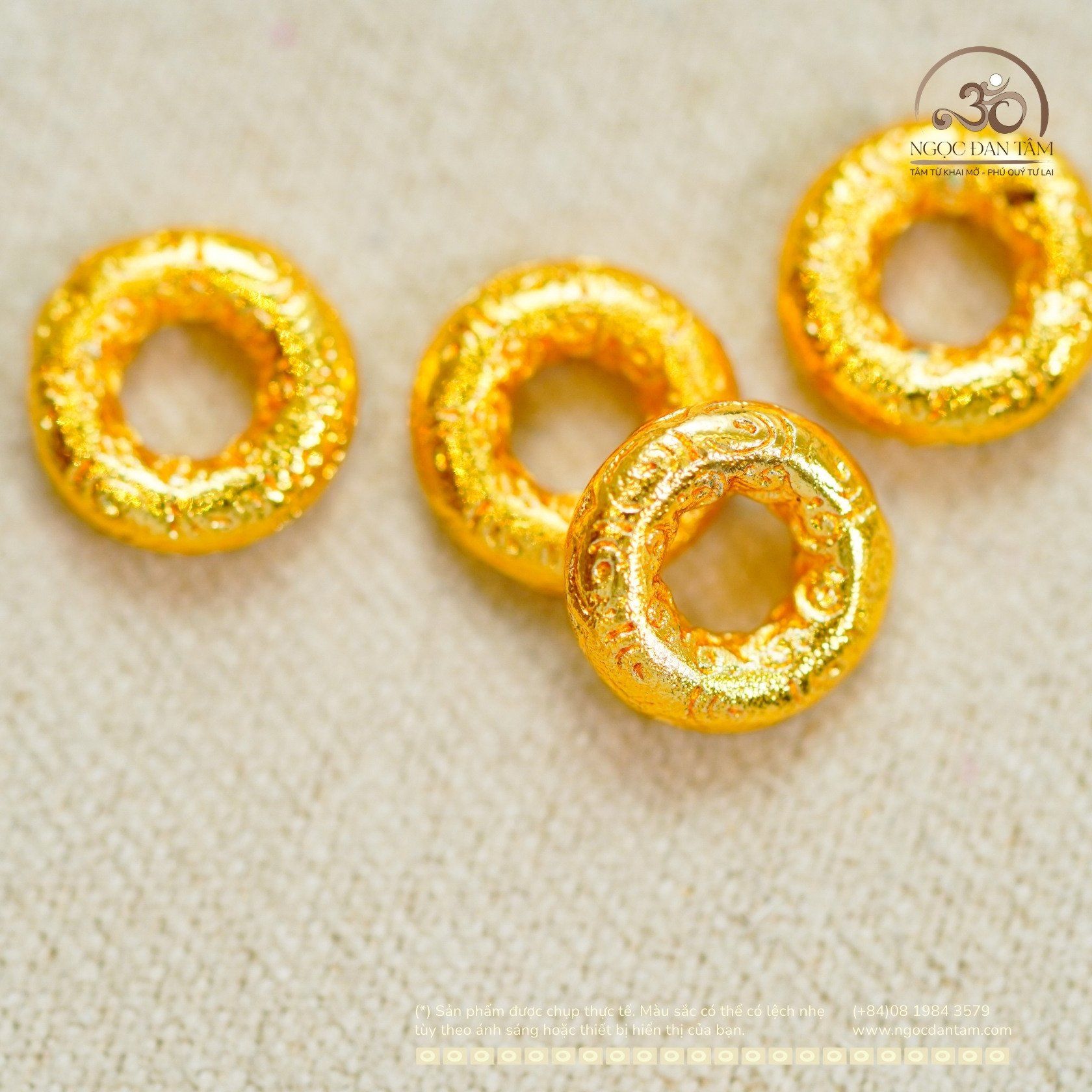  Charm Tròn Mạ Vàng Lớn 7,53mm - Charm Bạc Mạ Vàng Cao Cấp 