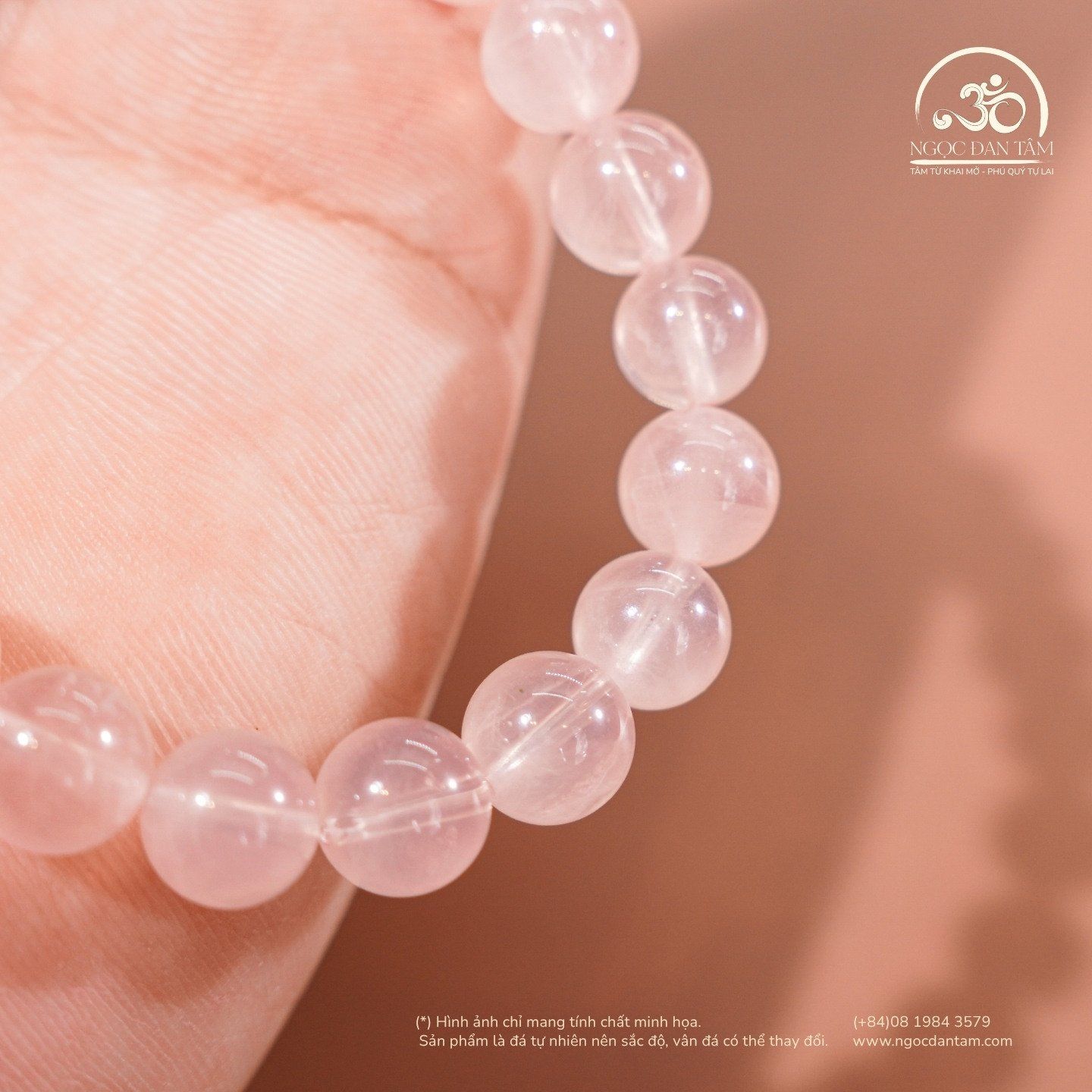  Vòng Tay Thạch Anh Hồng Đậm 8mm - 10mm 5A 