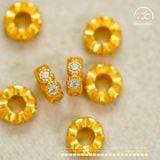  Charm Tròn Gợn Sóng Bạc Mạ Vàng 6mm - Bạc 925 Mạ Vàng Cao 