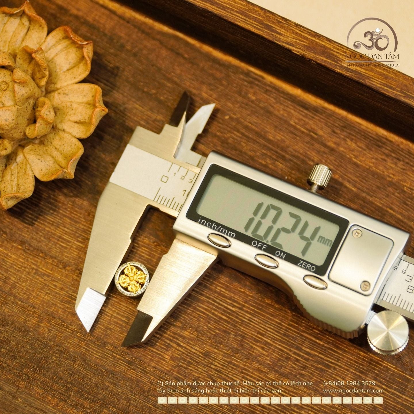  Charm Bánh Xe Pháp Luân Nhỏ 10,24mm - Bạc 925 Mạ Vàng Cao Cấp 