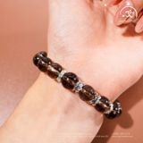  Vòng Tay Thạch Anh Khói 10mm 2A Phối Charm Bạc 