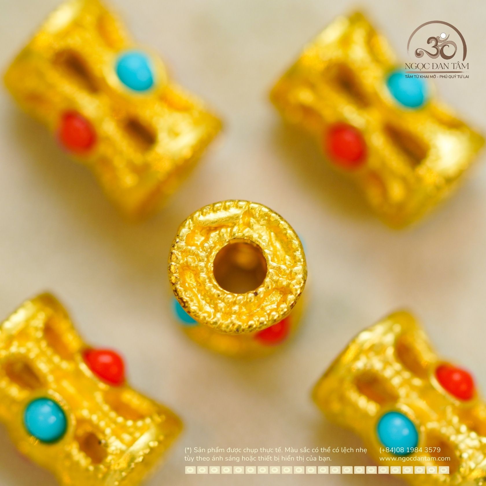  Charm Lu Thống 2 Màu 9.53mm - Kim Loại Mạ Vàng Cao Cấp 