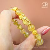  Vòng Tay Thạch Anh Tóc Vàng 9mm 7A Phối Tỳ Hưu 