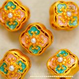  Charm Bướm Đính Ngọc Trai 9,08mm - Kim Loại Mạ Vàng Cao Cấp 