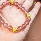  Vòng Tay Đá Thạch Anh Dâu Tây 8mm 2A Phối Charm Bi Tròn 
