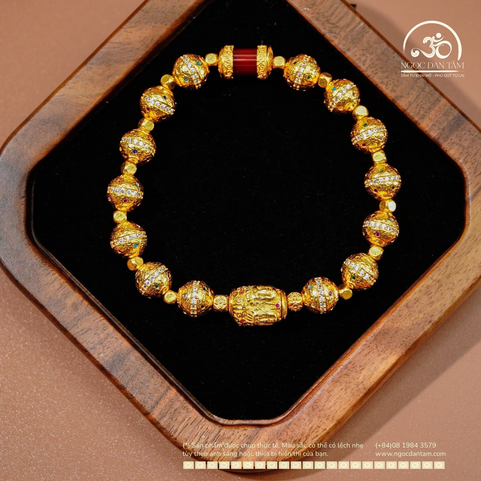  Lắc Tay Bạc Mạ Vàng Tứ Diện Phật 