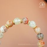  Vòng Tay Đá Mặt Trời Đa Sắc Phối 8mm Charm Mạ Vàng 