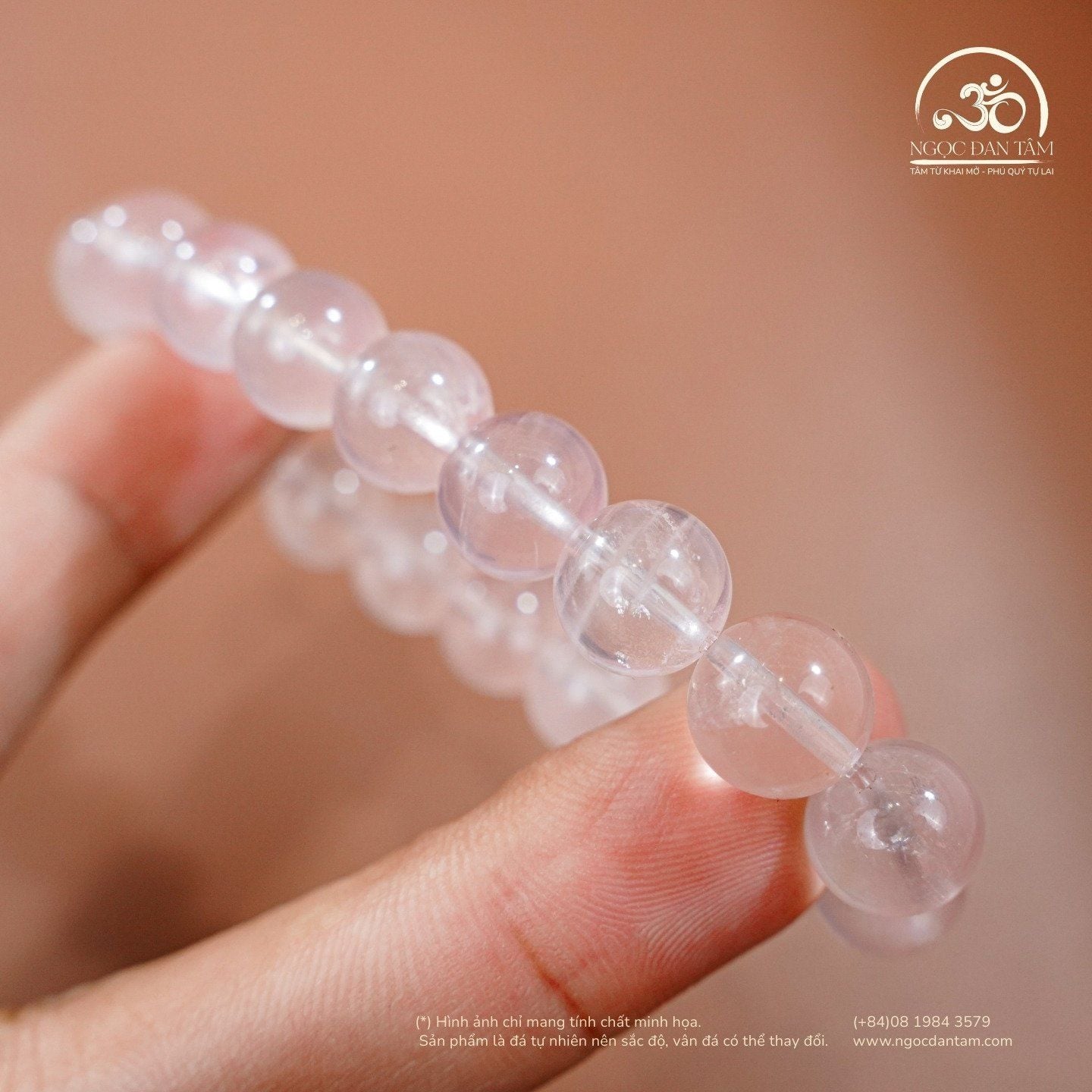  Vòng Tay Thạch Anh Hồng Sao 9mm 6A 