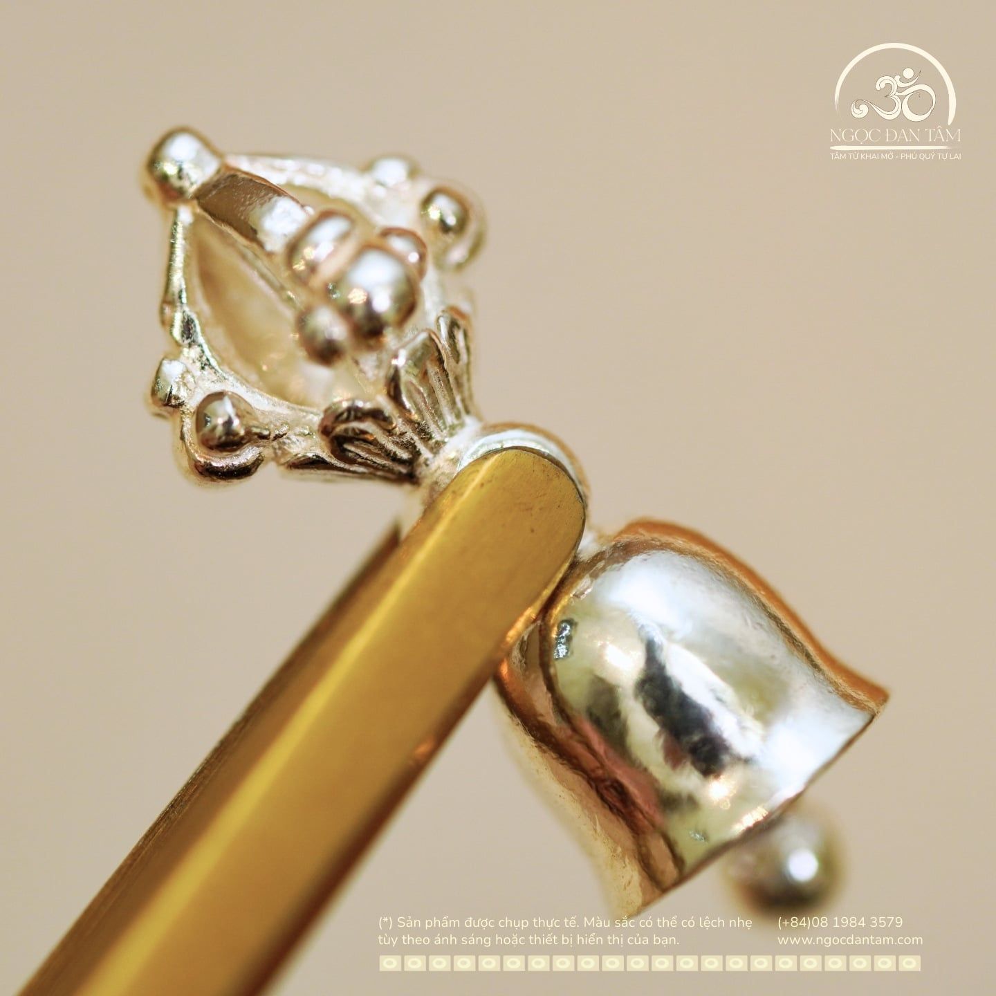  Charm Chuông Kim Cang Bạc Trắng 925 