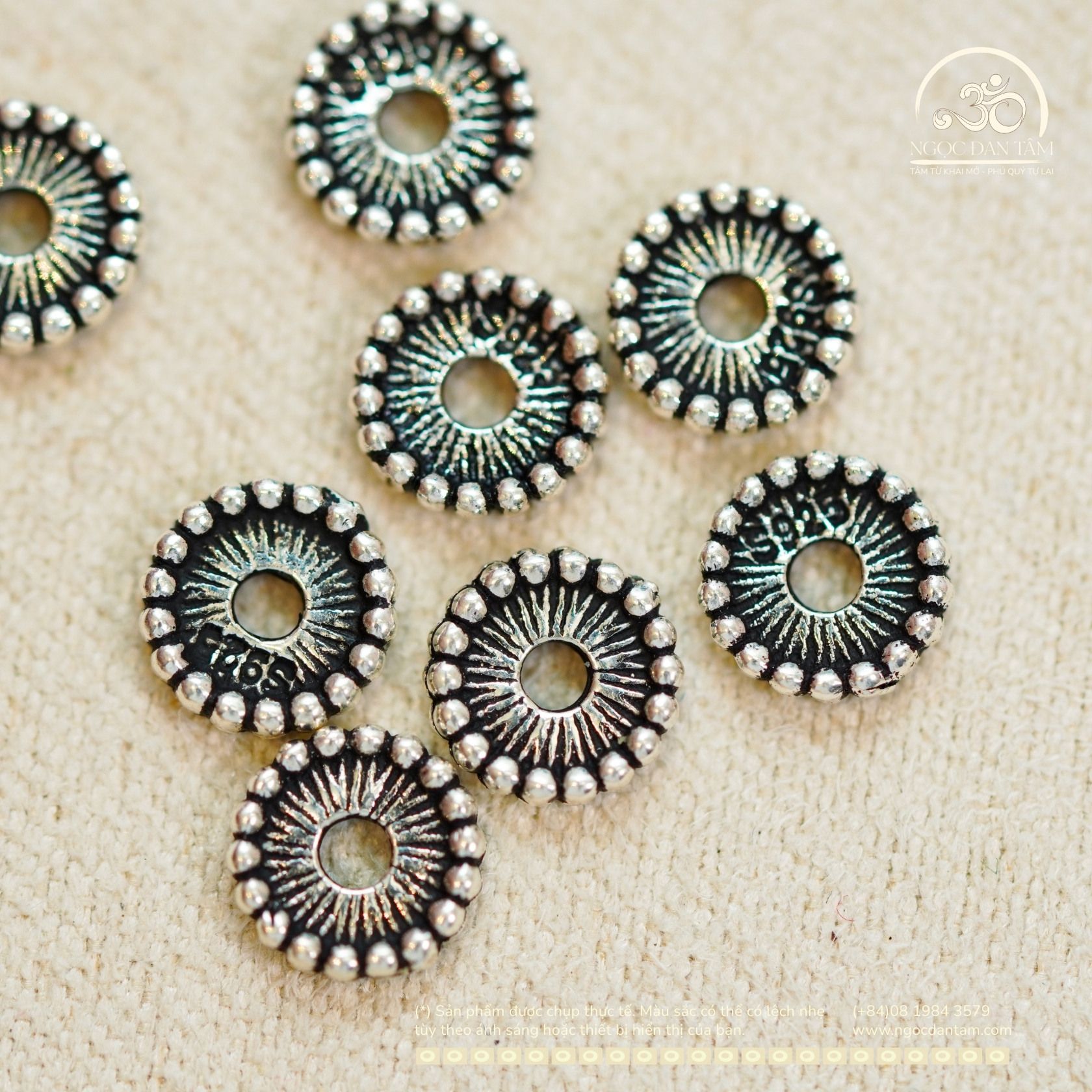  Charm Bạc Bánh Xe Hoa 6mm - Bạc Cao Cấp 