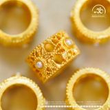  Charm Tròn Đính Ngọc Trai 10.68mm - Kim Loại Mạ Vàng 