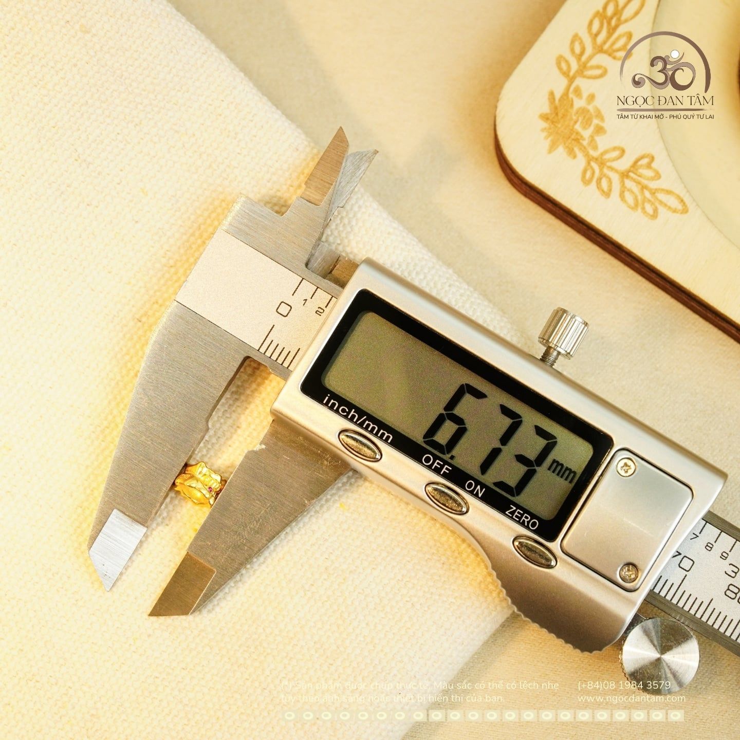  Charm Răng Đính Đá Hồng 6.73mm - Bạc 925 Mạ Vàng Cao Cấp 