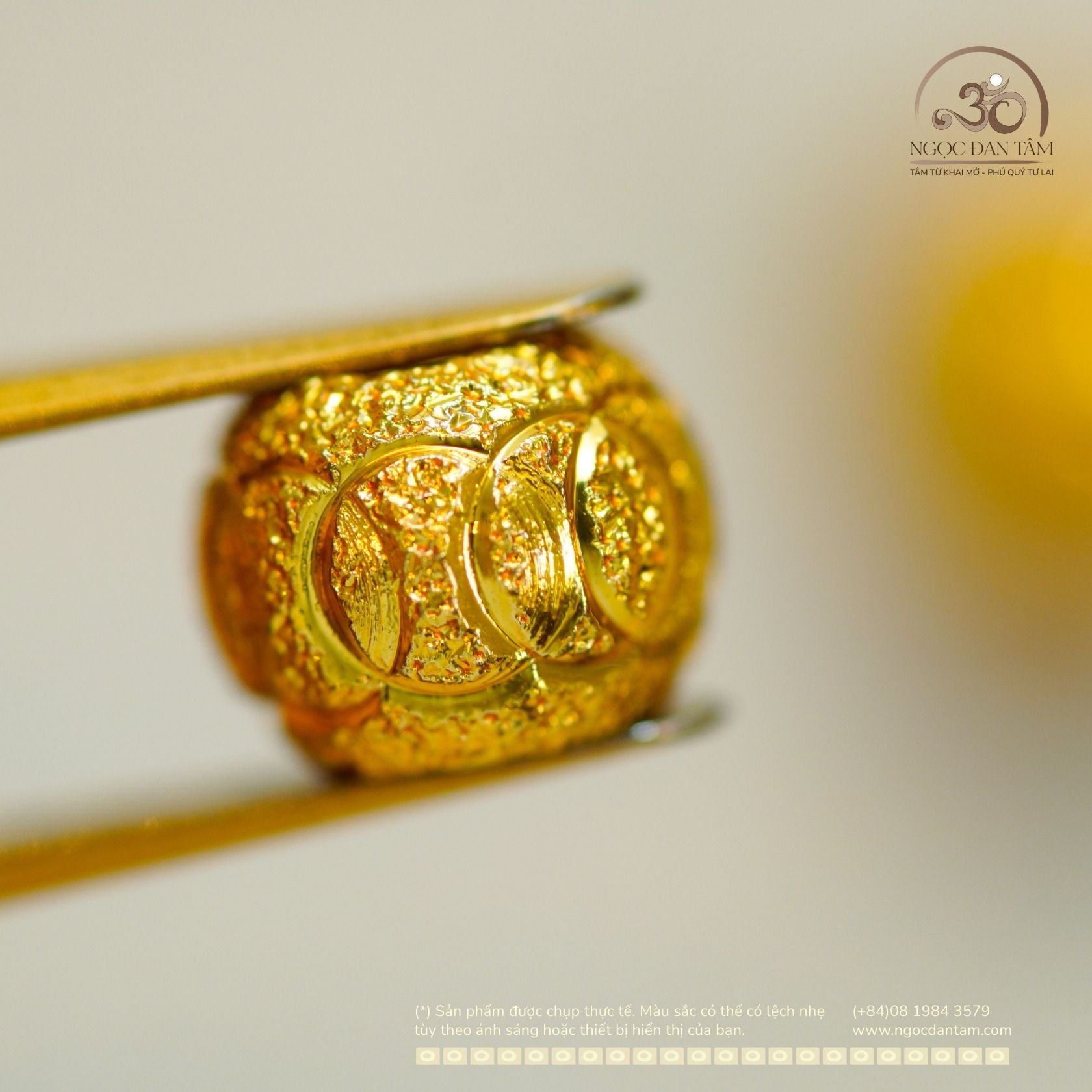  Charm Bi Tròn Họa Tiết 7,96mm - Kim Loại Mạ Vàng Cao Cấp 