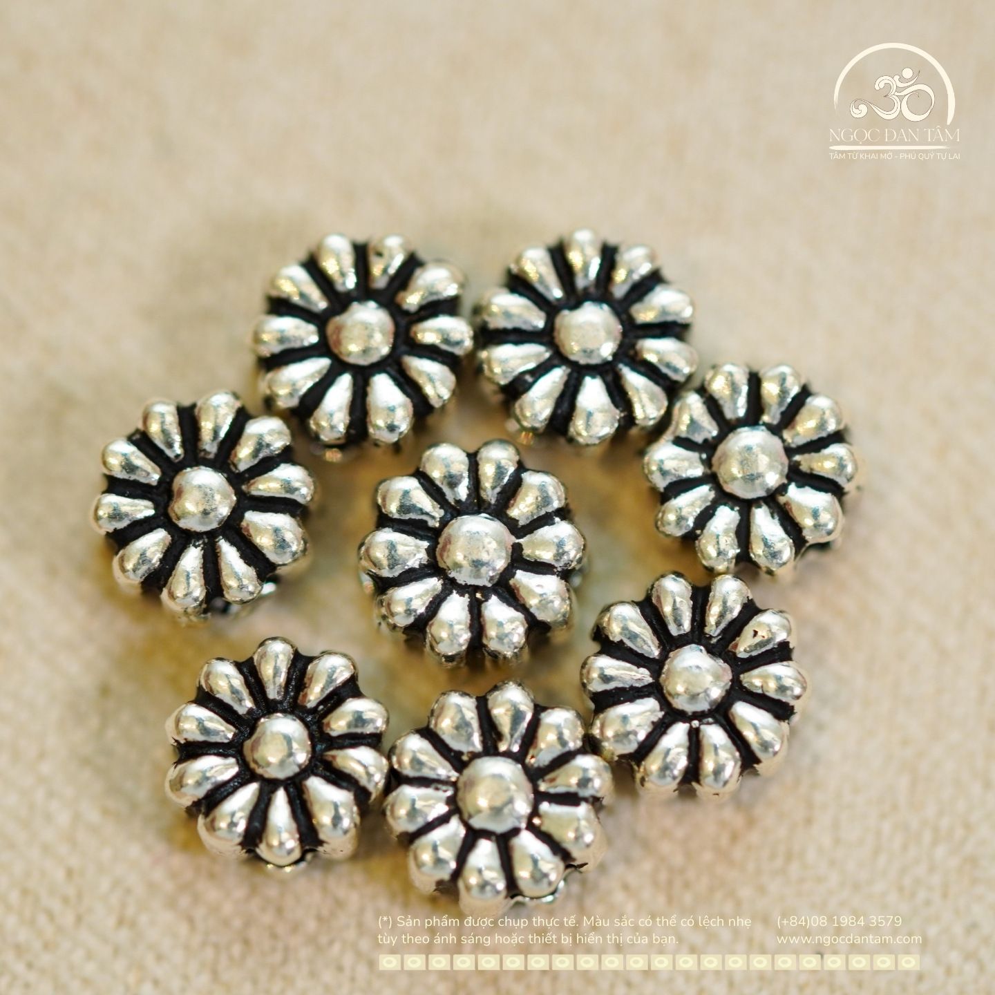  Charm Đệm Hoa Cúc 6mm - Bạc Cao Cấp 