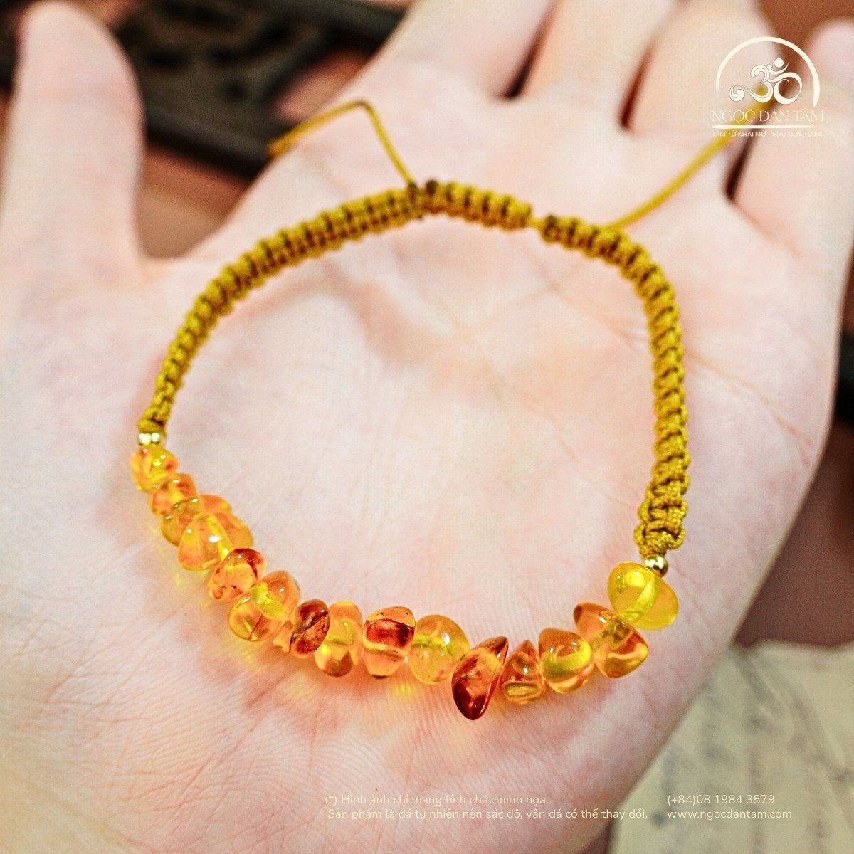  Vòng Tay Hổ Phách Dây Nút Ngang (15 Hạt- 2gram) 