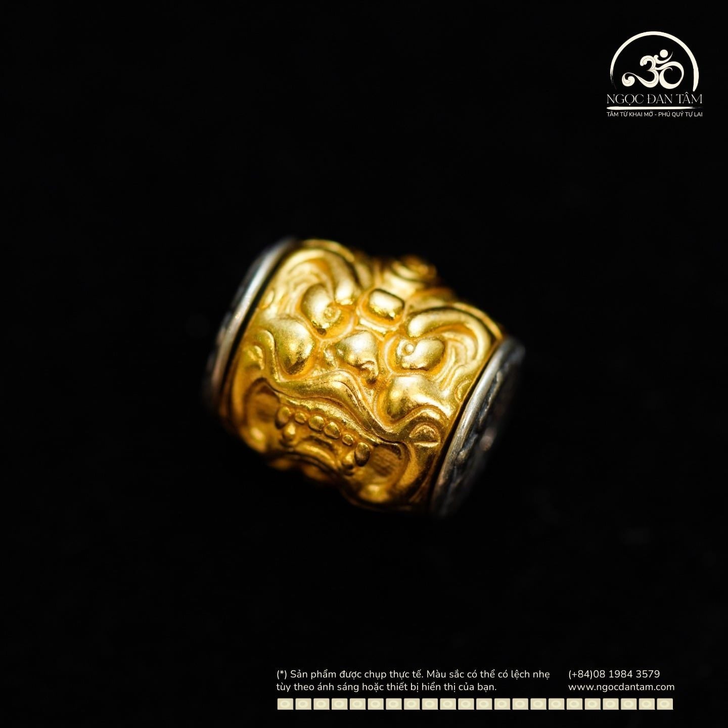  Charm Hạt Tỳ Hưu 2 Màu 12,43mm - Bạc 925 Mạ Vàng Cao Cấp 