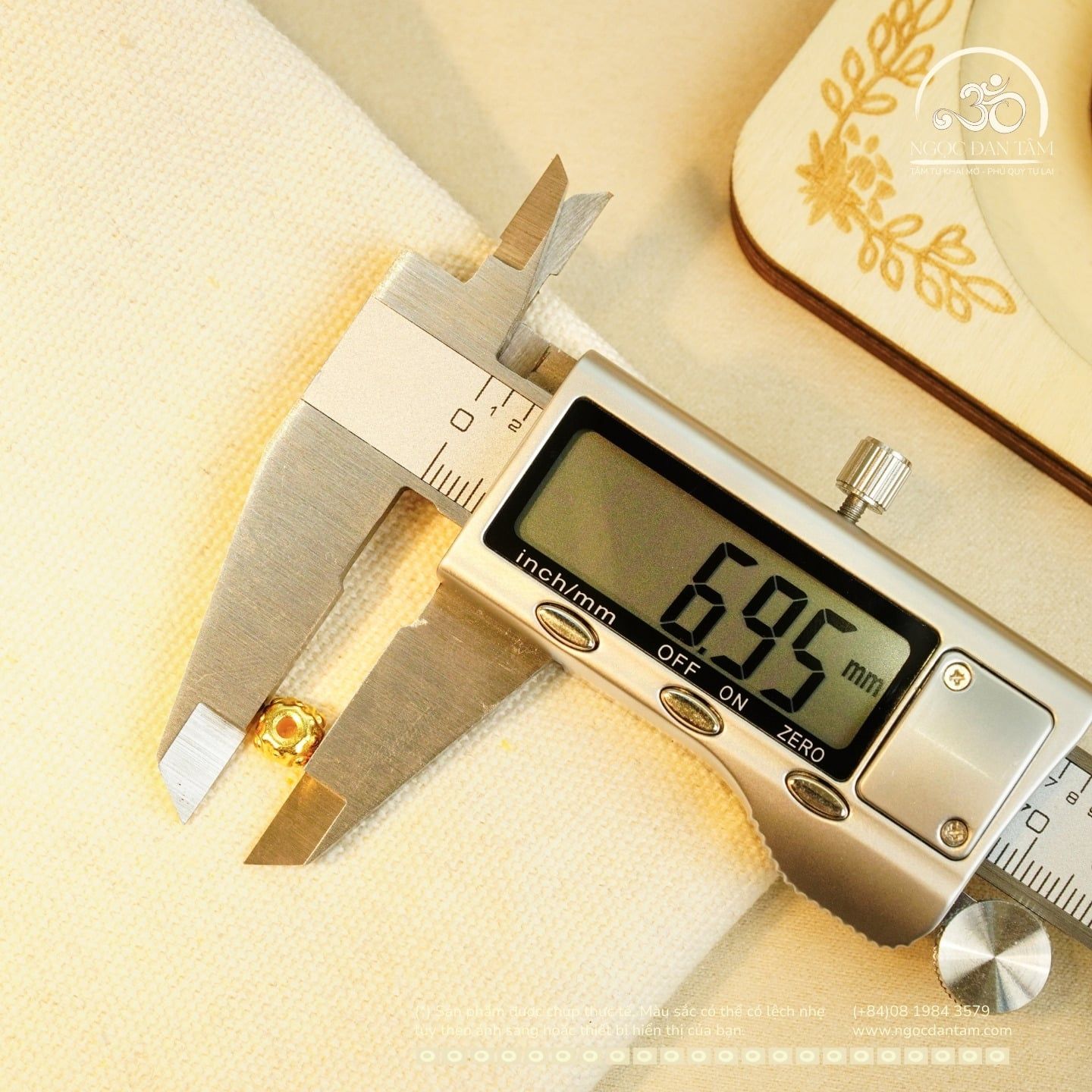  Charm Tròn Mắt Vuông Nhỏ 6.95mm - Bạc 925 Mạ Vàng Cao Cấp 