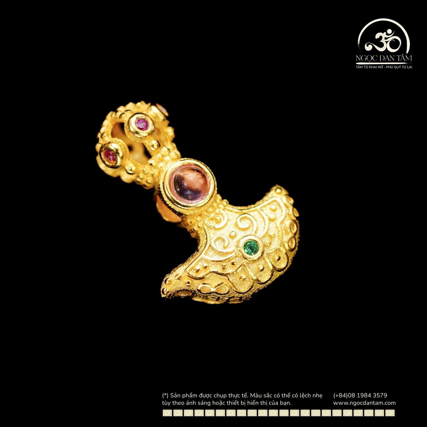  Charm Mỏ Neo Đính Đá Hồng 13mm - Bạc 925 Mạ Vàng Cao Cấp 