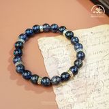  Vòng Tay Iolite 8mm 2A Phối Charm Bạc Chữ Vạn 