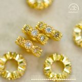  Charm Tròn Gợn Sóng Bạc Mạ Vàng 8,34mm - Bạc 925 Mạ Vàng Cao Cấp 