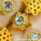  Charm Hoa Đính Đá Trắng 10,91mm - Kim Loại Mạ Vàng Cao Cấp 