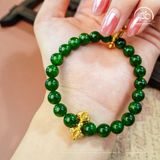 Vòng Tay Diopside Phối Charm Chuông Lục Tự Và Chùy Kim Cang 8mm 4A 