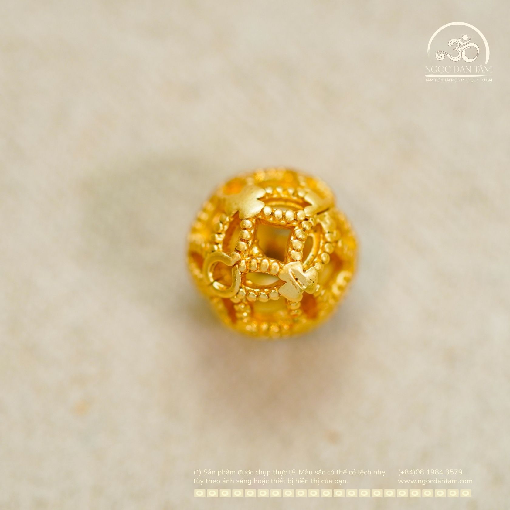  Charm Tú Cầu 7.55mm - Kim Loại Mạ Vàng 