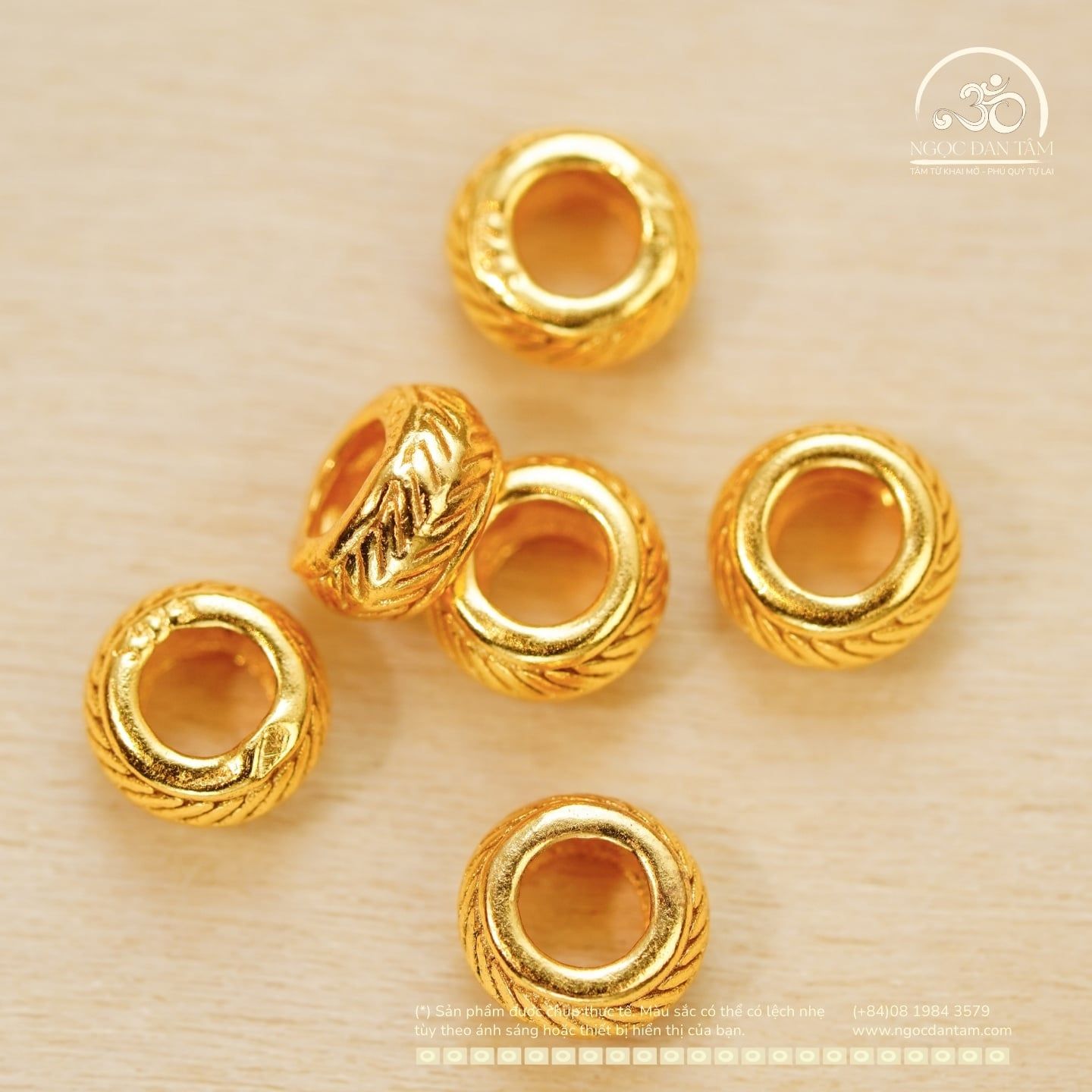  Charm Tròn Lá Lớn 5.67mm - Bạc 925 Mạ Vàng Cao Cấp 