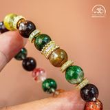  Vòng Tay Thạch Anh Ưu Linh Hoa 10mm 5A Phối Charm Bạc Mạ Vàng 