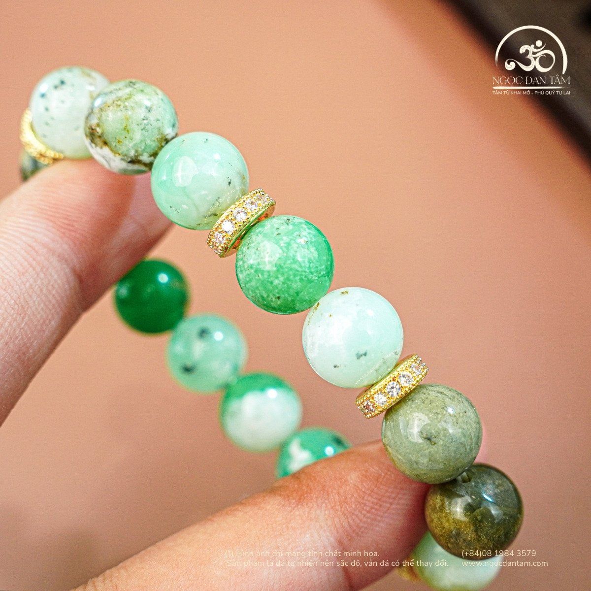  Vòng Tay Cẩm Thạch Úc Phối Charm 10mm 2A 