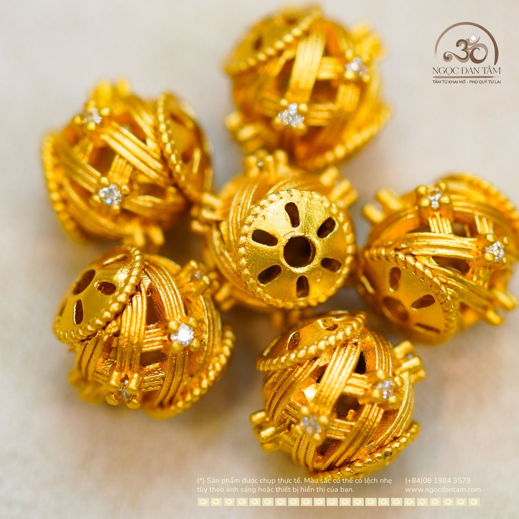  Charm Đan Dây Đính Đá Mạ Vàng 9,43mm - Kim Loại Mạ Vàng Cao Cấp 