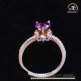  Nhẫn Bạc 925 Đính Đá Thạch Anh Tím Vuông Miện Tím 6mm 