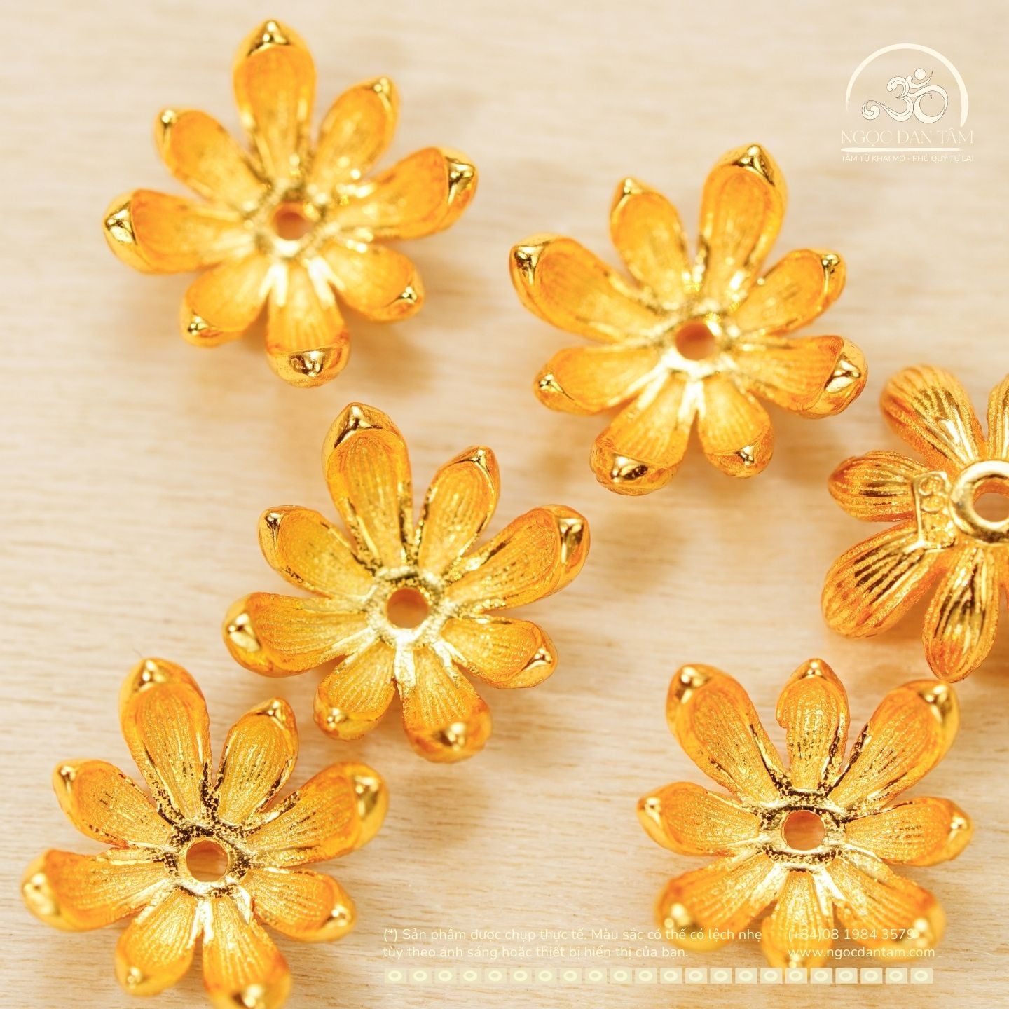  Charm Đế Hoa Nhỏ 8mm - Bạc 925 Mạ Vàng Cao Cấp 