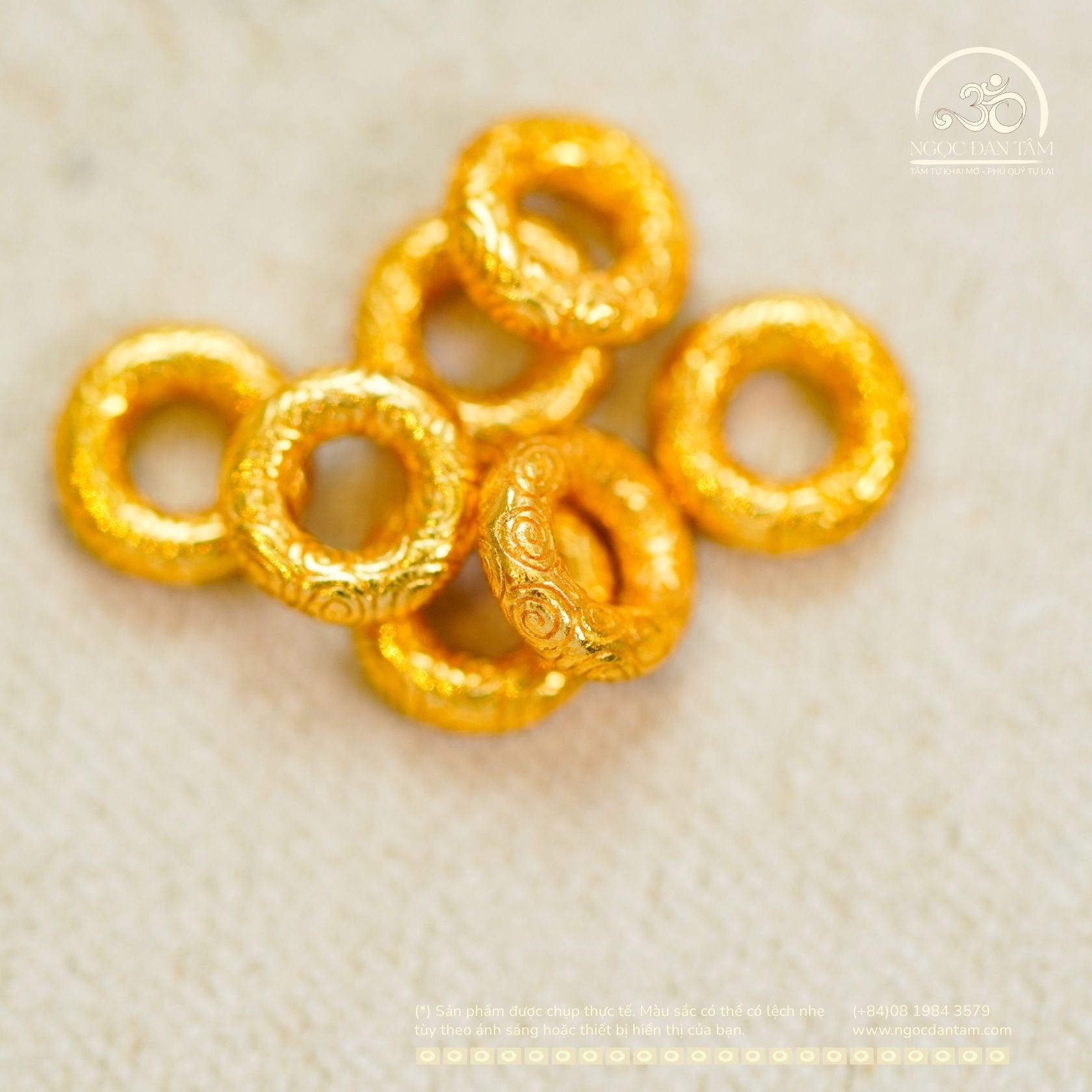  Charm Tròn Mạ Vàng 6mm - Bạc Mạ Vàng Cao Cấp 