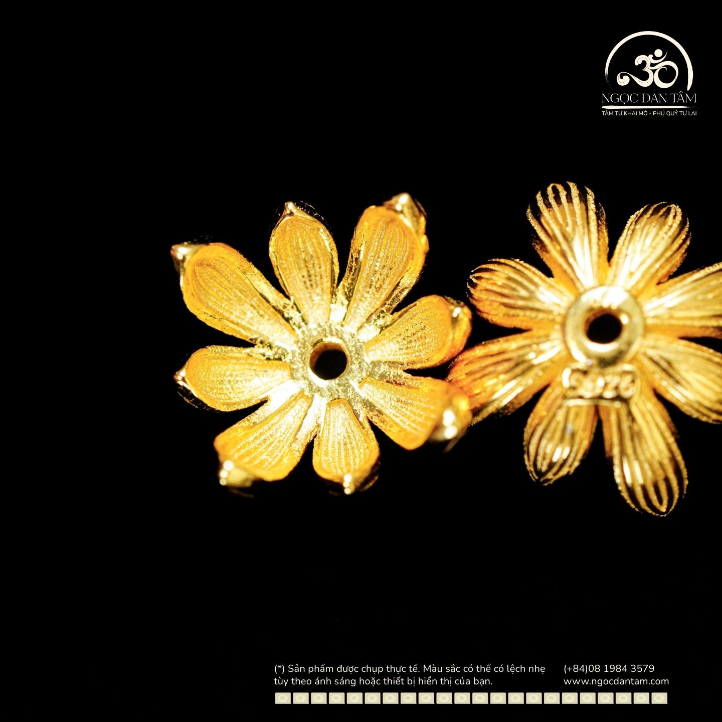  Charm Đế Hoa Lớn 11mm -  Bạc 925 Mạ Vàng Cao Cấp 