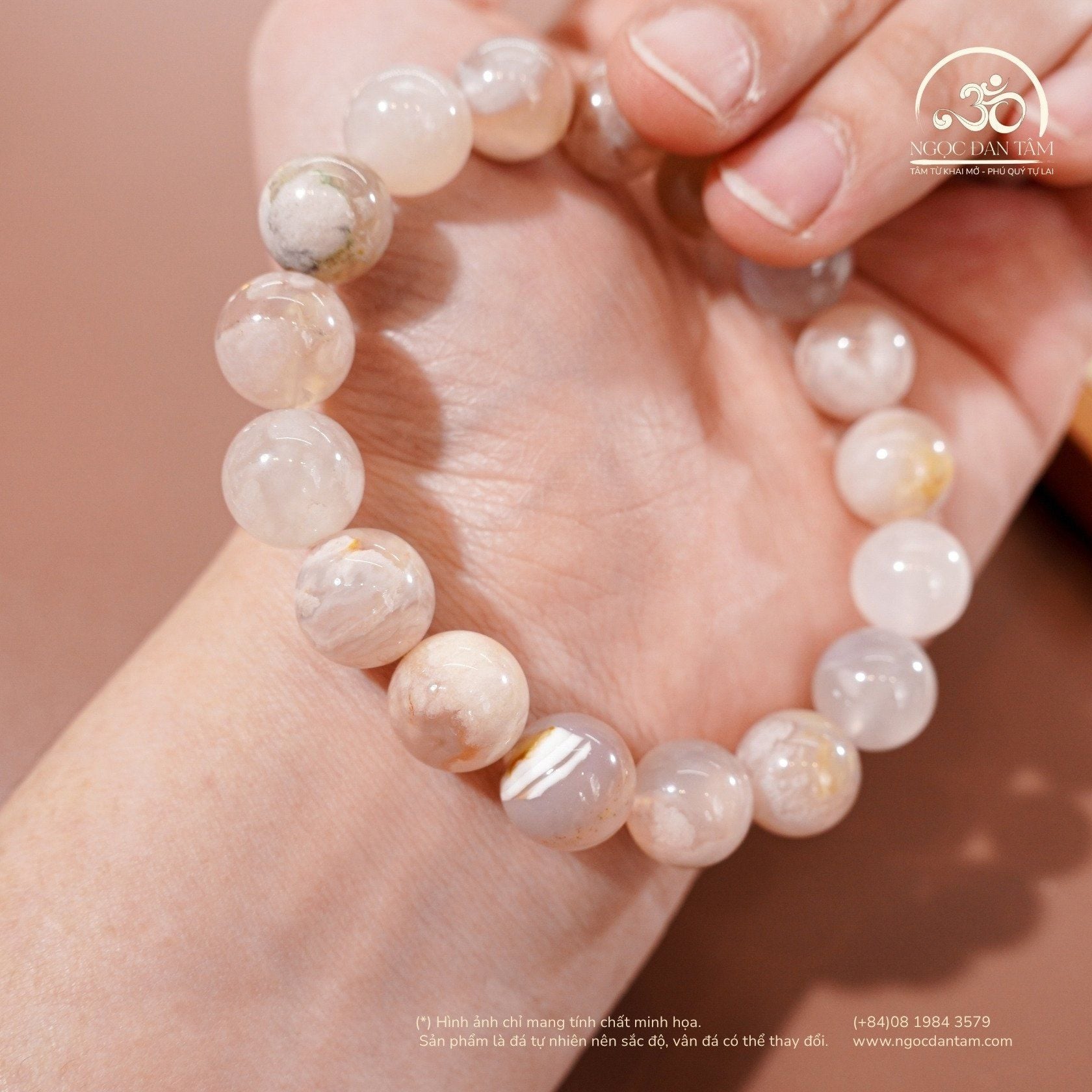  Vòng Tay Mã Não Anh Đào 10mm 3A 